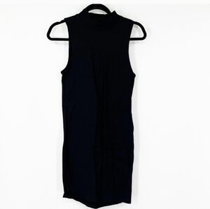 Abercrombie & Fitch Black Sleeveless Ribbed Mock Neck Dress